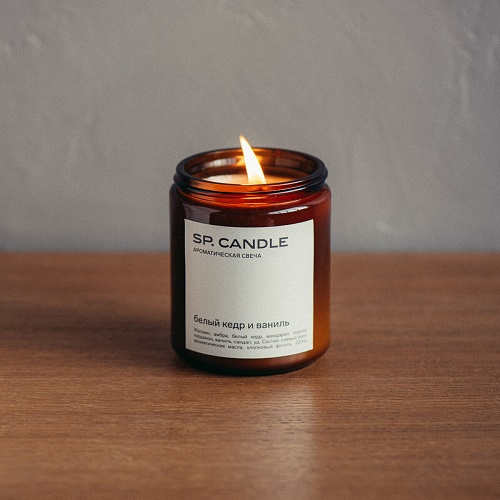 SP Candle Свеча с ароматом Белый кедр / Ваниль