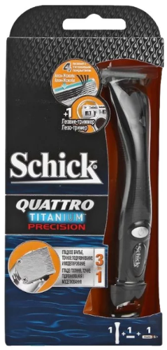 Schick QUATTRO Titanium Триммер мужской, 1 сменная кассета Schick QUATTRO Titanium Триммер мужской, 1 сменная кассета