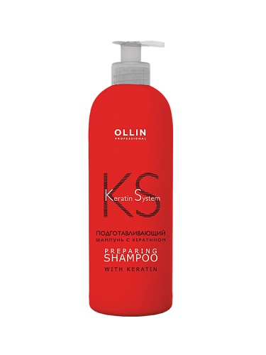 OLLIN Professional Keratin System Подготавливающий шампунь с кератином 500 мл